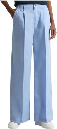 Woolrich Wide Chino Broeken - Dames - Wijde Broeken - Blauw - W29 - Katoen - Broeken