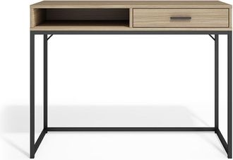 HERDASA Escritorio melamina y metal nogal claro 79x105x48 cm