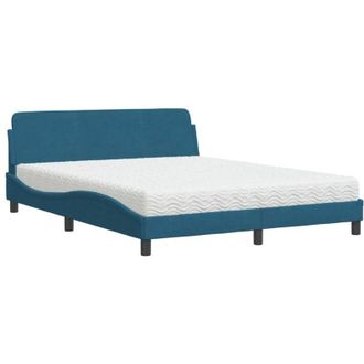 vidaXL Vidaxl - Cama Con Colch&oacute;n Terciopelo Azul 160x200 Cm