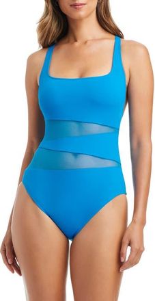 Bleu Rod Beattie Crisscross Open Back One-Piece Swimsuit in Blvd Bleu at Nordstrom, Size 10