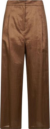 Max Mara Msttartufo Pantalone Ramie - Dames - Wijde Broeken - Bruin - XS - Broeken