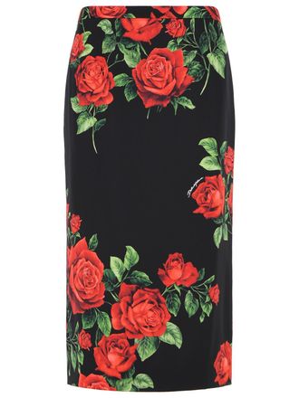 Dolce & Gabbana Gonna in seta nera Rose Dolce & Gabbana