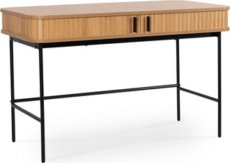 OEM Escritorio Extensible Trish De 120 Cm, Roble Con Ranuras, Estilo Loft Moderno