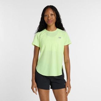 New Balance Mujer Race Day Ultra Light T-Shirt en Verde, Poly Knit, Talla XS