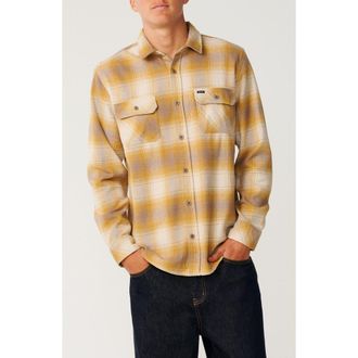 Rip Curl Count Plaid Cotton Flannel Button-Up Shirt in Dark Mustard at Nordstrom, Size X-Large