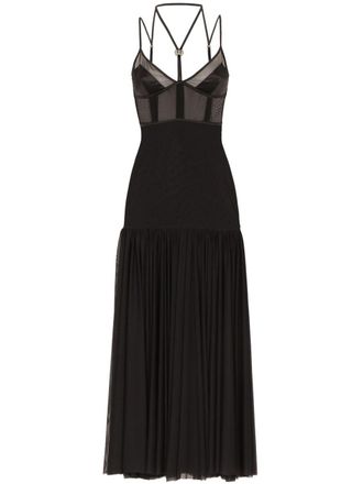 Dolce & Gabbana Abito midi con placca DG - Nero