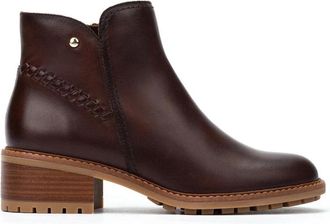 Pikolinos Bruine Enkellaars - Elegant Ontwerp - Dames - Laarzen met Hak - Bruin - 41 EU - Leer - Schoenen