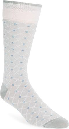 Bugatchi Diamond Grid Mercerized Cotton Blend Dress Socks in Stone at Nordstrom