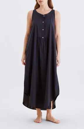 Papinelle Sleepwear Madison Button-Up Maxi Nightgown in Black at Nordstrom, Size Xx-Large