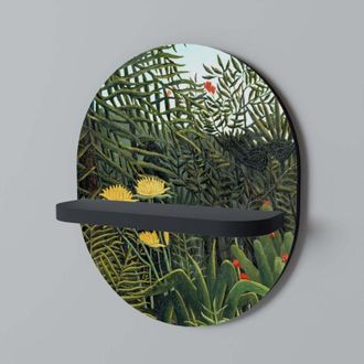 OEM Estante Ovalado Bosque Virgen Con Atardecer Negro