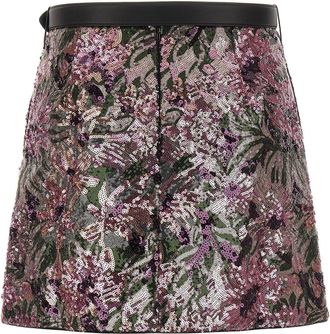 Self Portrait Floral Sequin Mini Skirt