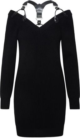 Moschino Gebreide Jurk - Dames - Kleedjes - Zwart - XL - Wol - Kleedjes