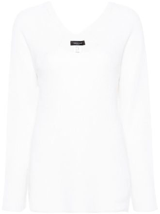 Fabiana Filippi U-neck ribbed-knit jumper - White