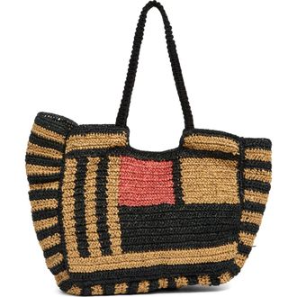 Collection XIIX Stripe Raffia Tote Bag in Rust Multi at Nordstrom Rack