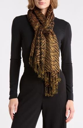 La Fiorentina Zebra Print Scarf in Gold at Nordstrom Rack