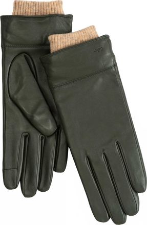 Echo Rib Cuff Leather Glove In Forest Green