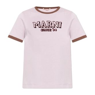 Marni T-Shirts, female, Purple, Size: 2XS Logo T-Shirt