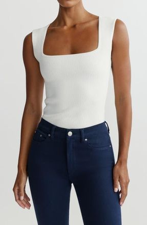 DL1961 Rib Square Neck Tank in White at Nordstrom, Size X-Small