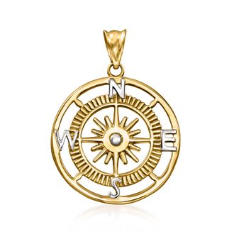 Ross-Simons 14kt Yellow Gold Compass Pendant