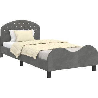 vidaXL Cama Para Ni&ntilde;os Con Cabecero Gris Oscuro 90 X 200 Cm Terciopelo Vidaxl