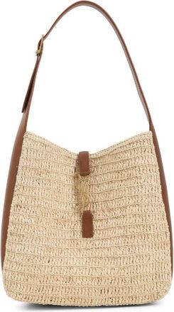 Saint Laurent Shoulder Bags, female, Beige, Size: ONE SIZE Le 5 &agrave; 7 Small Raffia Handbag