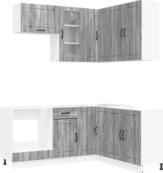 vidaXL Unidad De Cocina Lucca 8 Uds. Sonoma Gris Madera De Ingenier&iacute;a Vidaxl