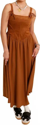 Moon River Woven A-Line Midi Dress In Dust & Dusk