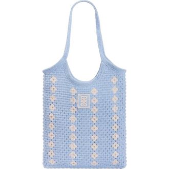 Sandro Two-tone crochet bag in Sky Blue at Nordstrom, Size Medium