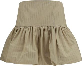 Ganni Beige Stripes Mini Skirt