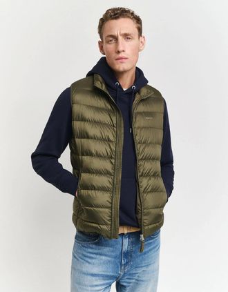 GANT Mens Light Down Gilet - Green - Size: 42/Regular