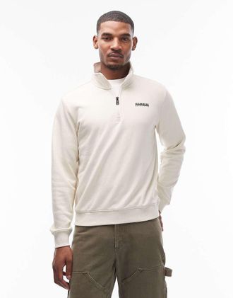 Napapijri Felpa bianco sporco con zip corta-Neutro