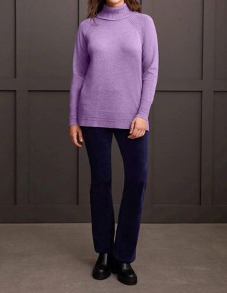 Tribal Raglan Cowl Neck Sweater In Orchid