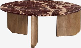 Sklum Mesa De Centro Redonda En Piedra Natural Y Madera De Mango Lavinia Sklum &Oslash;85 Cm