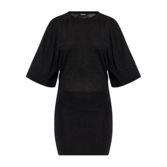 Jacquemus Knitted Dresses, female, Black, Size: XS Wool Dress With Embroidered Logo