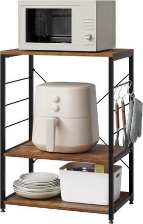 Woltu Estanter&iacute;a De Cocina, Carrito De Servicio Con 3 Estantes, Estante Para Microondas, Horno, Tostadora, R&uacute;stico Y Negro - Woltu
