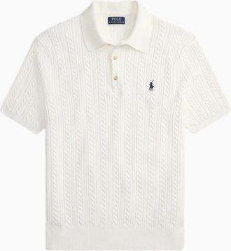 Polo Ralph Lauren Mens Polo Ralph Lauren Knitted Polo 002 Deckwash White - Size: 40