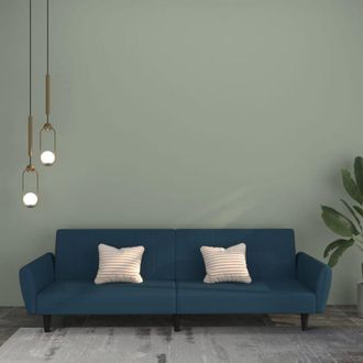 vidaXL Divano Letto a 2 Posti Blu in Velluto Vidaxl