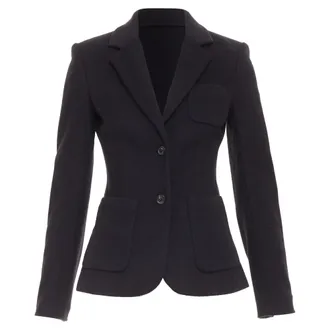 The Row wool deerskin trim patch pockets blazer