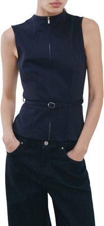 Mango Fitted Zip Vest in Dark Navy at Nordstrom, Size Medium