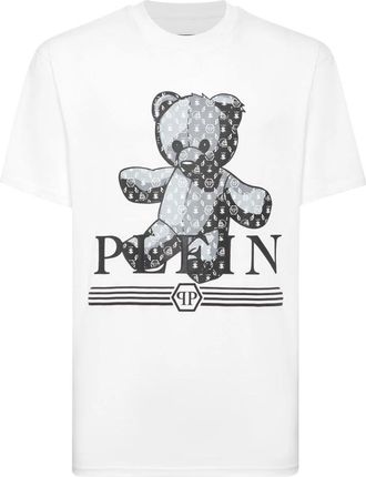 Philipp Plein Round Neck T-Shirt Teddy Monogram - Heren - T-shirts - Wit - 4XL - Katoen - Tops