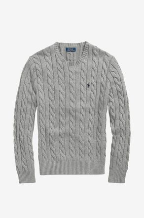 Polo Ralph Lauren Zopfstrickpullover aus Baumwolle mit Stickerei Pony