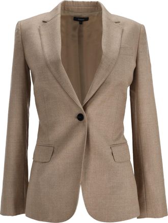 Theory Sleek Staple Blazer in Beige Virgin Wool