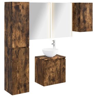 vidaXL Juego De Muebles De Ba&ntilde;o 5 Uds. Roble Ahumado Vidaxl