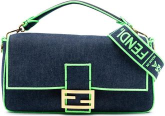 Fendi Pre-owned Fendi Large Denim Baguette Satchel 8BR771-A6VN-1980501