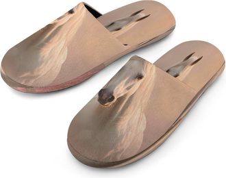 Generic Dreaming Horse Mens Cozy Memory Foam Slippers Warm Cotton House Shoes Comfy Slipper for Indoor Outdoor