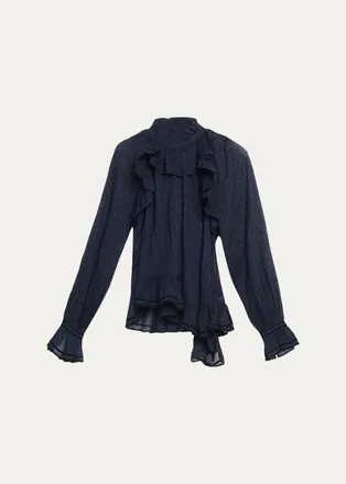 Ulla Johnson Marcella Long-Sleeve Asymmetric Cotton Blouse