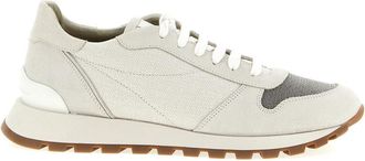 Brunello Cucinelli Green White Lace Up Sneakers