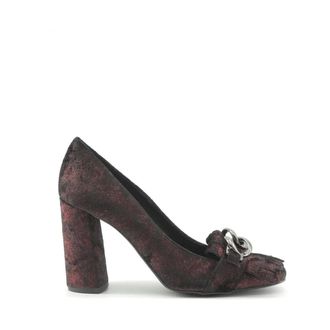 Made In Italia Schoenen, Dames, Veelkleurig, 37 EU, Leer, Rode Glitter Velvet Ketting Hak Pomp