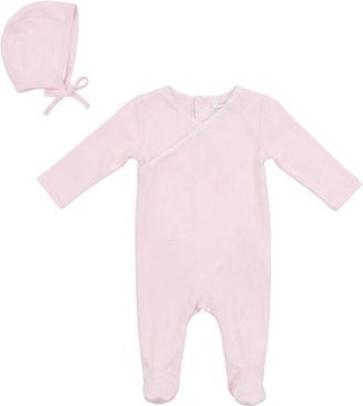 Fragile Girl Rib Modal 2 Piece Romper Set with Contrast Trim Bonnet in Pink Sorbet at Nordstrom, Size 3M