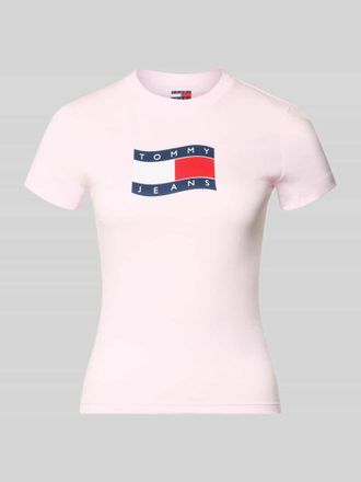 Tommy Jeans Slim Fit T-Shirt aus reiner Baumwolle in Pink, Gr&ouml;&szlig;e XL